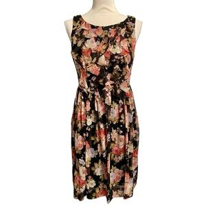 Jessica Howard Black Floral Ruffle Sheath Dress Petite 6P